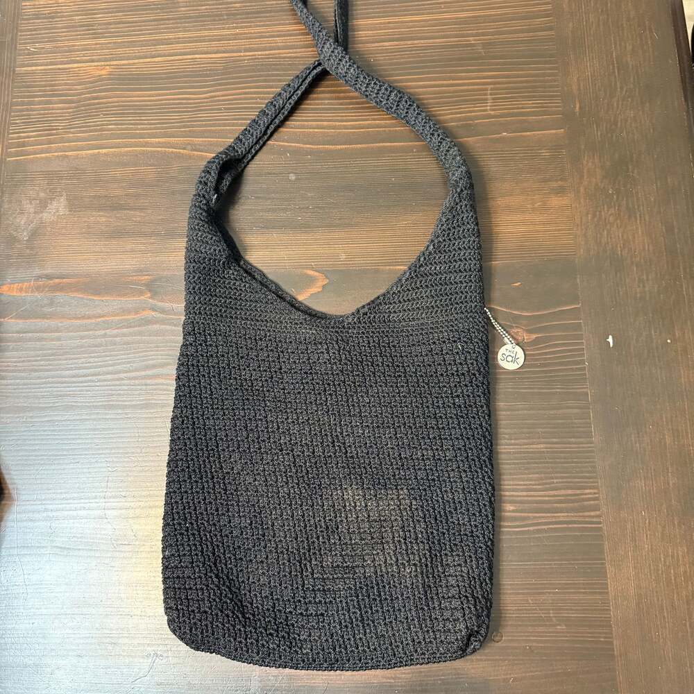 The Sak Black Crochet Knit Hobo Shoulder‎ Bag